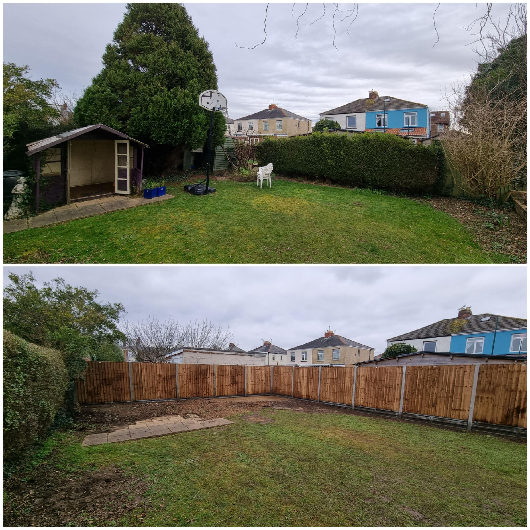 Landscaping renovation, full green waste removal, then fencing supplied and fitted. MJA Gardening project in Cosham, Portsmouth.